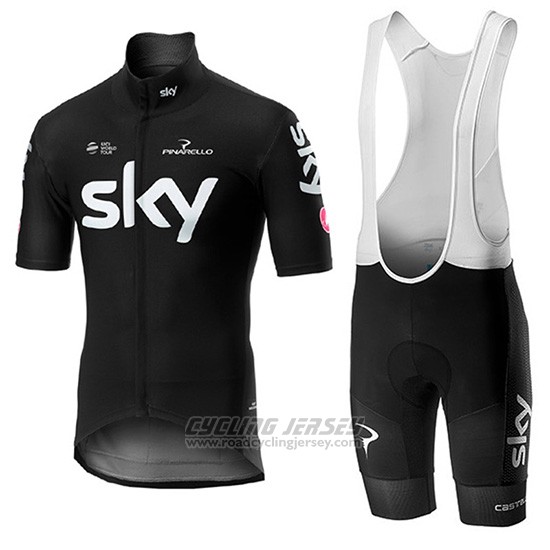 2019 Cycling Jersey Sky Black Short Sleeve and Overalls